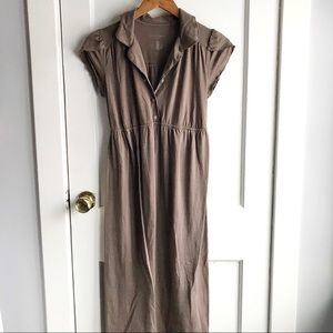 Long soft brown maternity dress